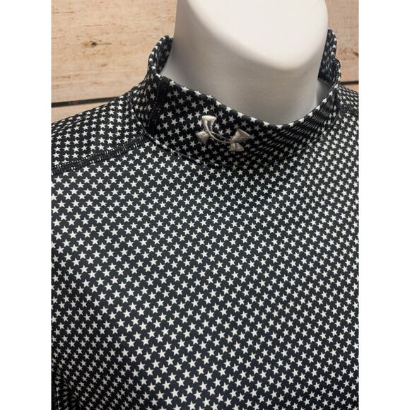 Under Armour Womens Shirt Size Medium Cold Gear Mock Long Sleeve Black Stars Top - Picture 13 of 15